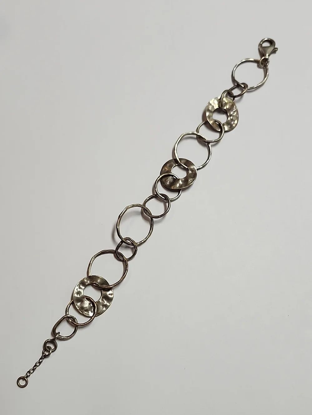 Retired SILPADA Sterling Silver Hammered Circle Paper Chains Bracelet B1217